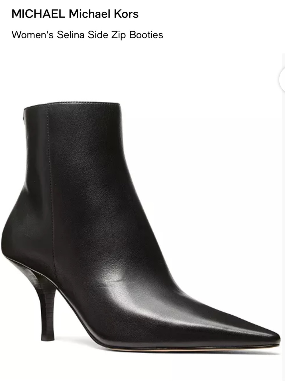 MICHAEL Michael Kors Black Leather Pointed-Toe Selina Booties